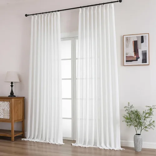 Miniatura 37 de Cortinas semitraslúcidas de lino neutro de 84 pulgadas de largo, cortinas y cortinas de lino beige crema que filtran la luz, tratamientos modernos