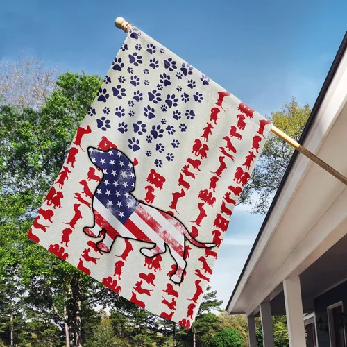 Miniatura 7 de Flagwix Banderas de perro patriota americano – Bandera estadounidense de doble cara para amantes de los perros salchicha – Decoración para el hogar