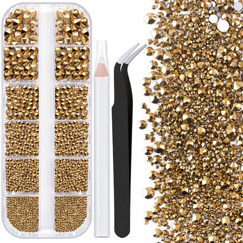 Miniatura 31 de Dos paquetes de diamantes de imitación de parte trasera plana, 4520 piezas, diamantes de imitación coloridos para uñas, multicolor + AB + gemas