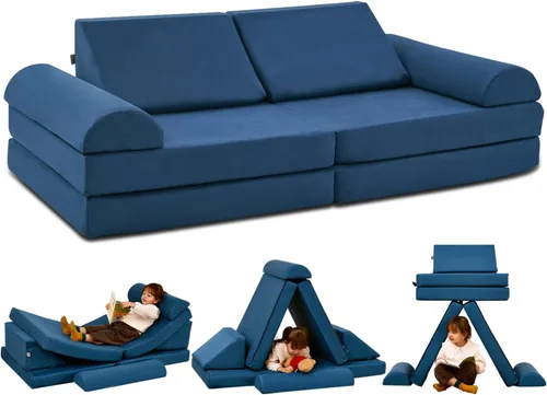 Miniatura 13 de jela Sofá de Juego para Niños Certificado de Seguridad Sofá Suave para Niños con Funda Lavable a Máquina Espuma Gruesa Juego de Construcción