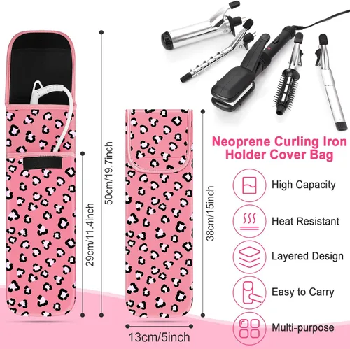 Miniatura 2 de Shappy 2 Piezas Funda de Viaje para Rizador Resistente al Calor Funda Porta Plancha Plana Manga de Neopreno Porta Alisador y Bolsa Plana