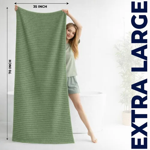 Miniatura 192 de DAN RIVER Paquete de 2 sábanas de baño de 35x70 pulgadas, sábanas de baño jumbo acanaladas para adultos, toallas grandes gruesas y absorbentes