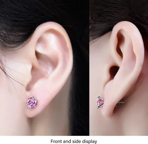 Miniatura 2 de GIGAJEWE Aretes de moissanita de corte redondo total 2.0 quilates, aretes de plata chapados en oro blanco de 18 quilates para mujeres y hombres