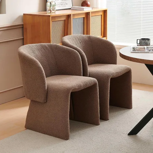 Miniatura 8 de Barrel - Silla de cocina y comedor, sillas de tocador de maquillaje modernas y cómodas con brazo, terciopelo tapizado, sofá individual, dormitorio