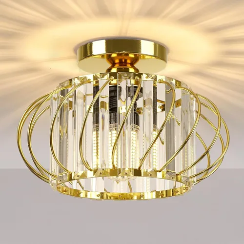 Miniatura 21 de FRIDEKO HOME Lámpara de techo semiempotrada - Lámpara de techo moderna de cristal, lámpara de techo moderna, accesorios de luz dorada para porche