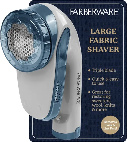 Miniatura 12 de Farberware - Afeitadora de tela grande para quitar pelusas, funciona con pilas, con cuchillas triples para ropa, afeitadora de suéter para quitar