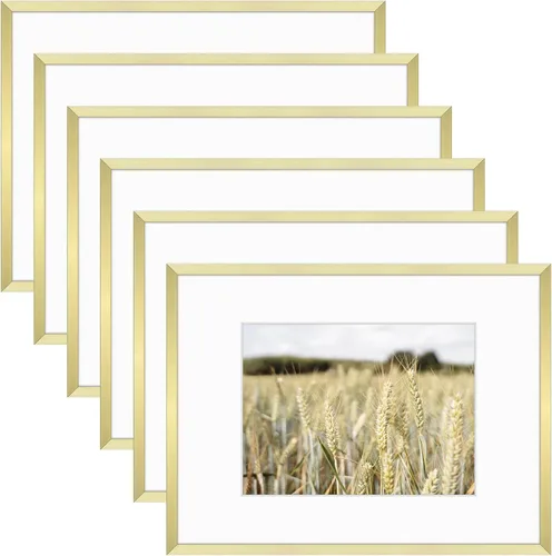 Miniatura 12 de Golden State Art, juego de marcos para pared de galería de 6 - Marcos de aluminio negro de 5x7 con alfombrilla para fotos de 4x6 - Marco de metal
