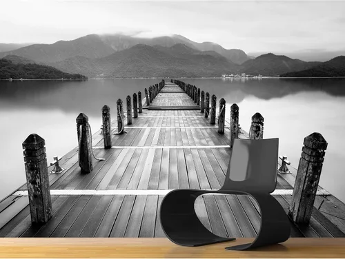 Mural Wall Art Startonight Decor - Papel tapiz grande de puente blanco y negro para dormitorio o sala de estar, 100 x 144 pulgadas
