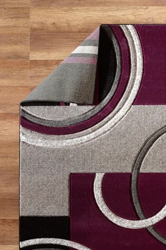 Miniatura 5 de GLORY RUGS Alfombra de área moderna de 8x10 pies morada, suave, tallada a mano, alfombra de piso contemporánea con textura esponjosa premium