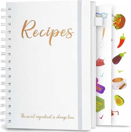 Miniatura 7 de JUBTIC Libro de recetas para escribir en tus propias recetas, cuaderno de recetas personal en blanco de 7 x 10 pulgadas, diario de recetas de tapa
