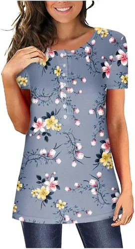 Womens Summer Tops 2023 Vintage Tees Hawaiian Trendy Graphic Tees Flowy Tshirts Fashion Tops Summer T-Shirts