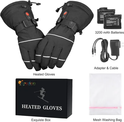 Miniatura 5 de Guantes térmicos eléctricos con pantalla táctil, guantes de calefacción de batería recargables de 7.4 V 2200 mAh para hombres y mujeres, 3 niveles