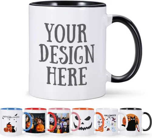 Taza de café personalizada de Halloween, con foto e imagen, logotipo, texto, regalos personalizados para Halloween, Navidad, cumpleaños, novio,