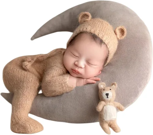 Moda recién nacido niños niñas bebé sesión de fotos accesorios trajes ganchillo ropa mohair sombrero pantalones fotografía accesorios disfraz Caqui