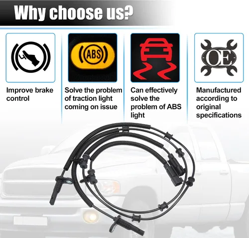 Miniatura 4 de X AUTOHAUX 2 unids ABS Sensor de velocidad de rueda trasera izquierda derecha Sensor de freno ABS para Ram 1500 2013-2018 para Ram 1500 Classic