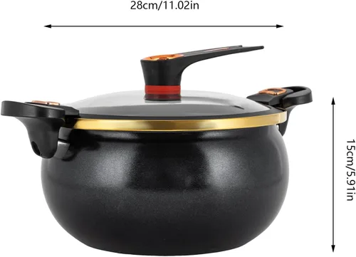 Miniatura 6 de Olla a presión micro de 8 litros con tapa de vidrio visual y 2 asas, olla de cocción de micro presión multifunción antiadherente para estufa de gas