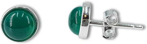 Miniatura 76 de Pendientes naturales de 0.236 in con chapado en oro blanco sobre plata de ley, bisel cabujón de piedras preciosas regalo de joyería para ella