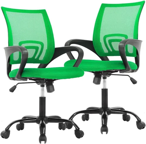 Miniatura 16 de Juego de 2 sillas ergonómicas de escritorio, sillas de oficina de malla para computadora con soporte lumbar y reposabrazos, silla de trabajo Gris