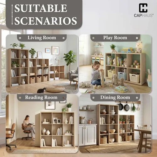 Miniatura 6 de CAPHAUS Estante organizador de almacenamiento de 13 pulgadas, con borde exterior extragrueso, divisor de estante de almacenamiento abierto, Roble
