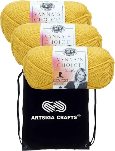 Miniatura 59 de Lion Brand Vanna's Choice Pink 860-101 (3 madejas - mismo lote de tinte) Estambre acrílico mediano Worsted #4 para ganchillo y tejer con bolsa