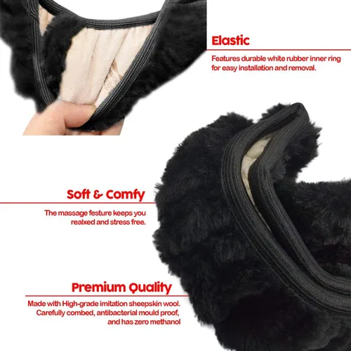 Miniatura 2 de Zone Tech Plush Stretch- Cubierta del volante de vehículo - Negro clásico