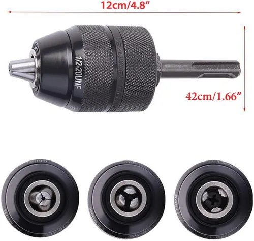 Miniatura 6 de Yakamoz Funda de metal 1/2-20UNF 2-13MM 1/16-1/2 pulgadas, adaptador de cambio rápido, convertidor de martillo, herramienta de conversión