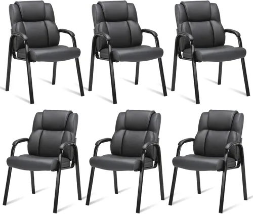 Miniatura 17 de CLATINA Silla de invitados de cuero, silla de mesa de conferencias de recepción con reposabrazos acolchados, sillón estacionario para sala de espera