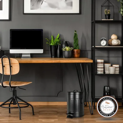 Miniatura 9 de Autumn Alley Cubo de Basura Pequeño Estilo Granja para Baño, Cubo de Basura Negro Mate a Prueba de Mascotas con Tapa para Baño Rústico, Cubo
