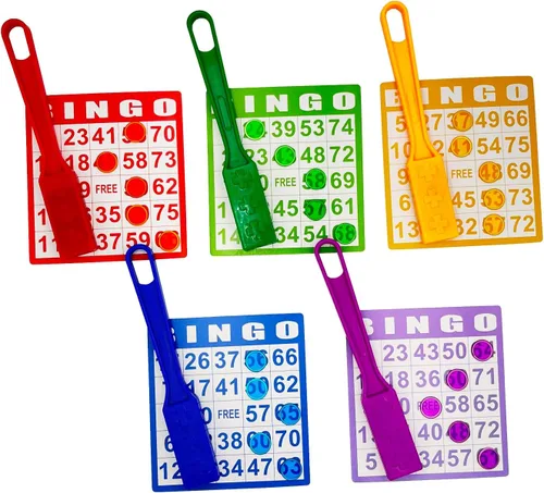 Miniatura 6 de JUNWRROW Varita magnética de bingo con fichas, 5 paquetes y 500 chips de metal, 5 chips de metal de color para juegos en grupo grande, noche