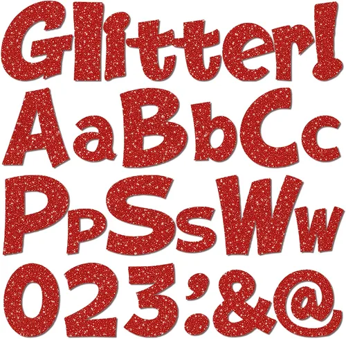 Miniatura 7 de Colarr 144 letras con purpurina para tablero de anuncios para el aula, números, símbolos de puntuación, letras troqueladas de 4 pulgadas con punto