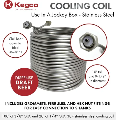 Miniatura 2 de Kegco Bobina de enfriamiento 3PJBC-120L, 120', acero inoxidable