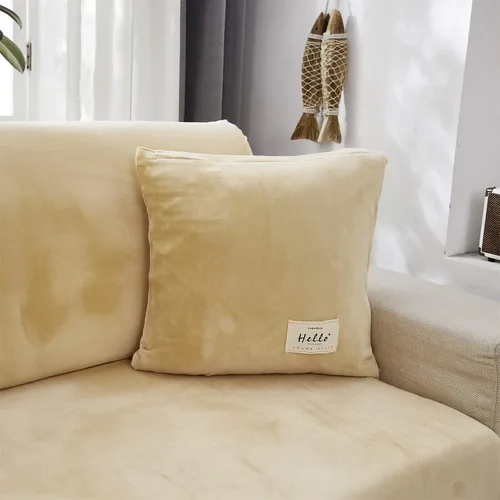 Miniatura 7 de LiveGo Funda de sofá de terciopelo grueso con funda de almohada, fundas elásticas para sofás de 1, 2, 3, 4 plazas, protector universal para muebles