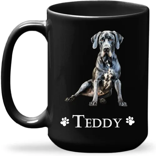 Miniatura 15 de Taza de viaje negra personalizada con nombre a elegir de 11 onzas, 15 onzas, taza de cerámica personalizada para perros Chihuahua, regalo