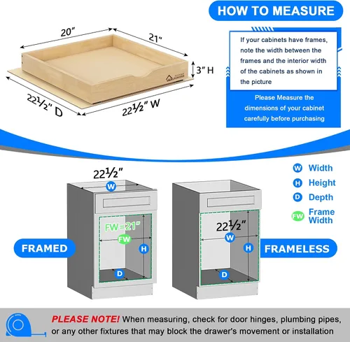Miniatura 5 de WelFurGeer Cajones Extraíbles de Cierre Suave para Gabinetes, 20" An x 21" Pr Cajón Extraíble de Gabinete con Rieles Resistentes, Organizador