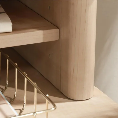 Miniatura 8 de Pemberly Row Organizador de madera de ingeniería, 59 pulgadas de ancho, acabado de arce natural, estantes ajustables con almacenamiento