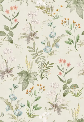 Simon&Siff - Papel tapiz vintage despegar y pegar beige floral papel adhesivo flores silvestres botánico removible amigable para inquilinos 17,3