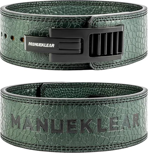 MANUEKLEAR Cinturón de palanca para hombres y mujeres, cinturón de levantamiento de pesas de 10 mm con cierre de palanca rápido y hebilla ajustable,