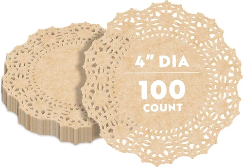 Miniatura 44 de Restaurantware Pastry Tek Blondas de Encaje de 4 x 4 Pulgadas 100 Vajilla Decorativa - Blondas de Mesa Desechables Redondas de Papel Negro