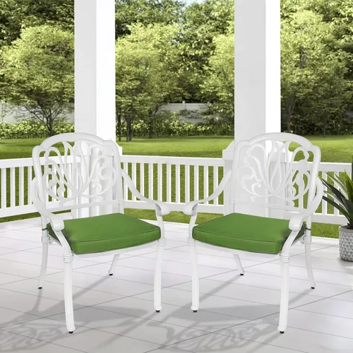 Miniatura 7 de VIVIJASON Sillas acolchadas de 2 piezas para exteriores, sillas de comedor de aluminio fundido para patio, juego de sillas de bistró para balcón