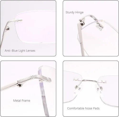 Miniatura 3 de 2 pares de anteojos de lectura bifocales transparentes sin montura con bloqueo de luz azul, lectores para hombres y mujeres, anteojos muy cerca