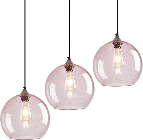 Miniatura 40 de Luces colgantes de cristal verde claro, iluminación de isla de cocina, luminarias de luz colgante de globo, iluminación colgante moderna