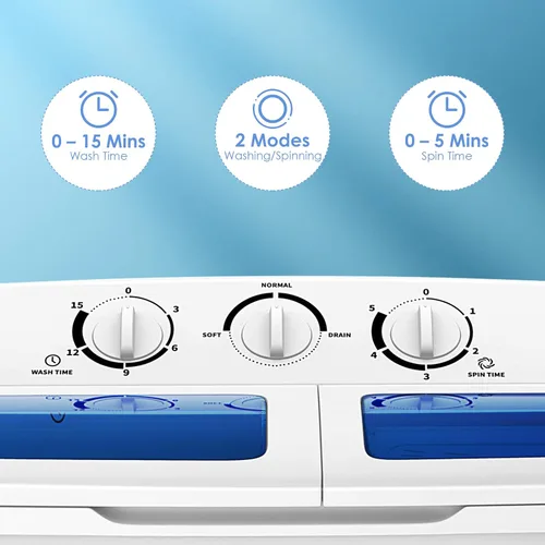Miniatura 3 de RELAX4LIFE Lavadora y centrifugadora portátil de 20 libras de capacidad, temporizador, mini lavadora y secadora semiautomática para apartamento