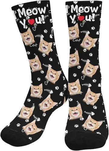 Miniatura 70 de Artsadd Calcetines personalizados para mujeres y hombres, amantes de los perros y gatos, regalos divertidos unisex personalizados