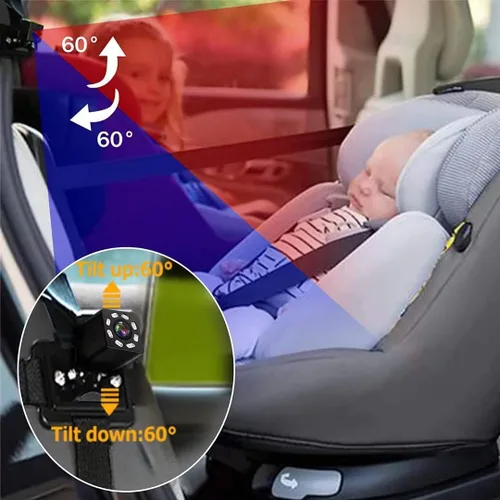 Miniatura 5 de Espejo de coche para bebé, cámara y monitor con visión nocturna por infrarrojos, mejor monitor de bebé para asiento de coche