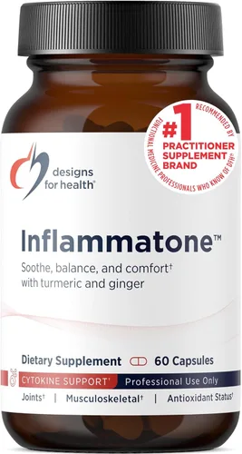 Designs for Health Inflammatone - Suplementos de cúrcuma con enzimas proteolíticas, boswellia, quercetina y resveratrol (60 cápsulas)