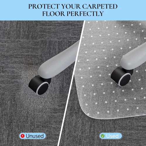 Miniatura 2 de Tapete para silla de oficina para alfombra de pelo bajo, 48 x 36 pulgadas, tapete transparente para silla de escritorio de oficina para suelos