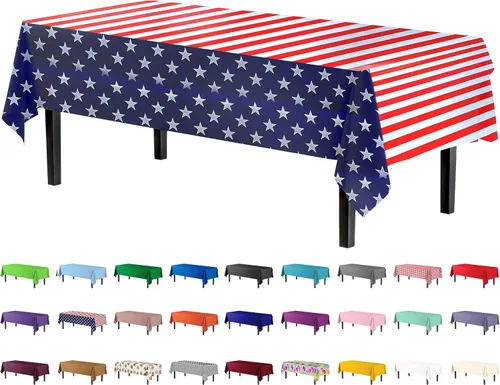 Miniatura 64 de Party Solids Paquete de 4 manteles de plástico color azul aguamarina, 54 x 108 pulgadas, mantel desechable para fiestas y pícnics