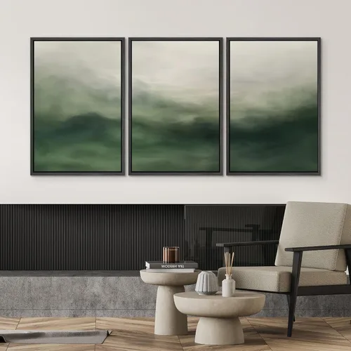 Miniatura 427 de SIGNWIN Lienzo enmarcado para pared, arte con pinceladas de flujo neutro en tonos beige abstractos, ilustraciones, arte moderno, decorativo
