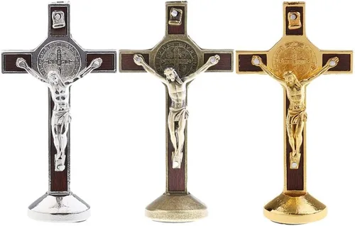 Miniatura 3 de Generic Estatua de crucifijo de metal de 3.5 in modelo Jesucristo, arte de pared colgante, estilo tradicional, perfecto para sala de estar, 1