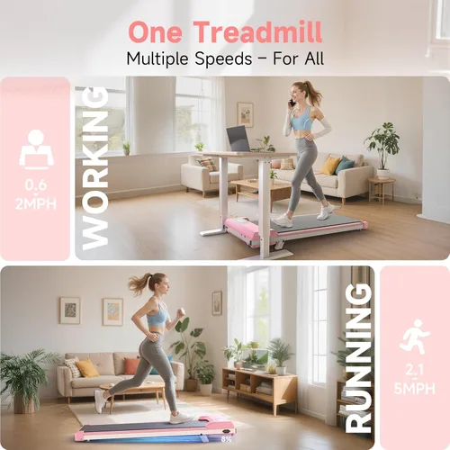 Miniatura 3 de Incline Walking Pad, 3.5HP Foldable Portable Treadmill with Handle Bars, Ultra Quiet ≤40dB Under Desk Treadmills for Home Office, 330LB Capacity